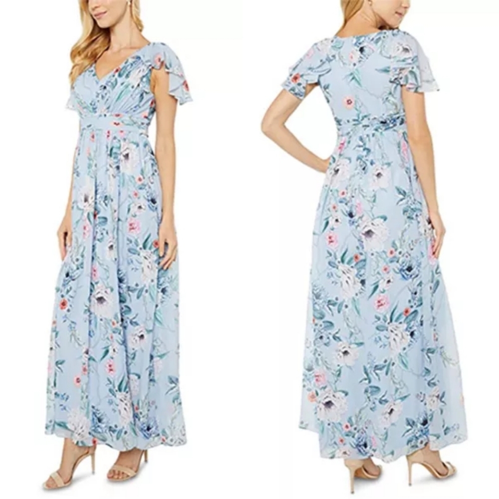 Adrianna Papell Floral Chiffon Gown